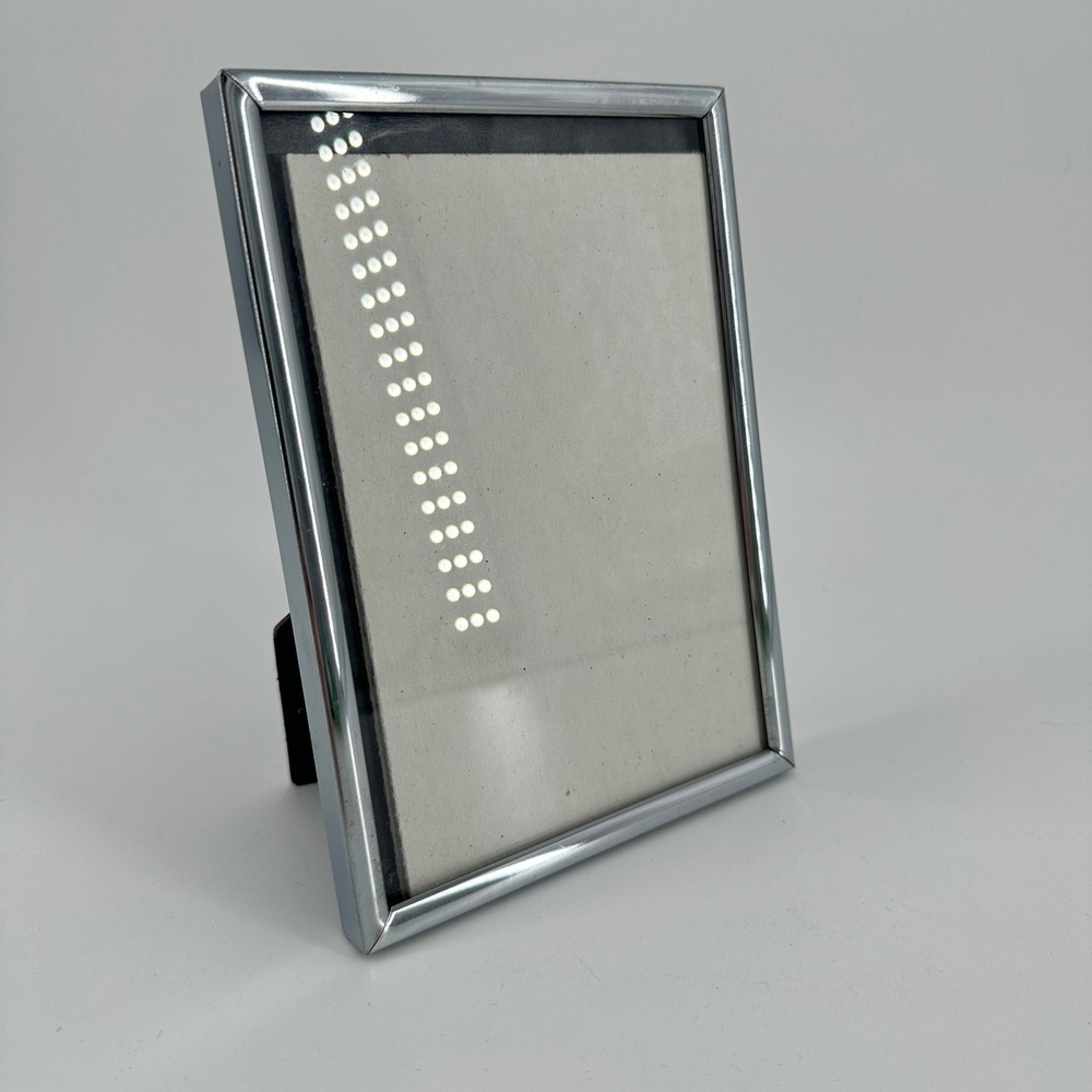 Burnes of Boston Silver Tone Metal 5x7 Picture Frame Modern Minimalist Chrome